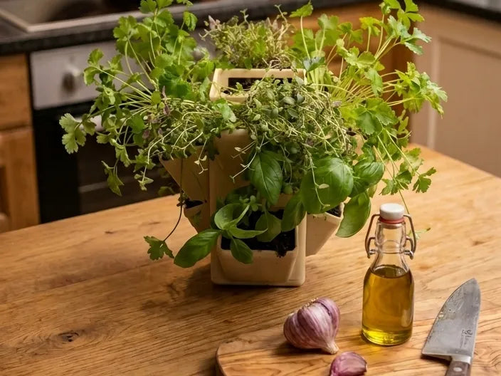 Vaso com 8 compartimentos para plantas aromáticas